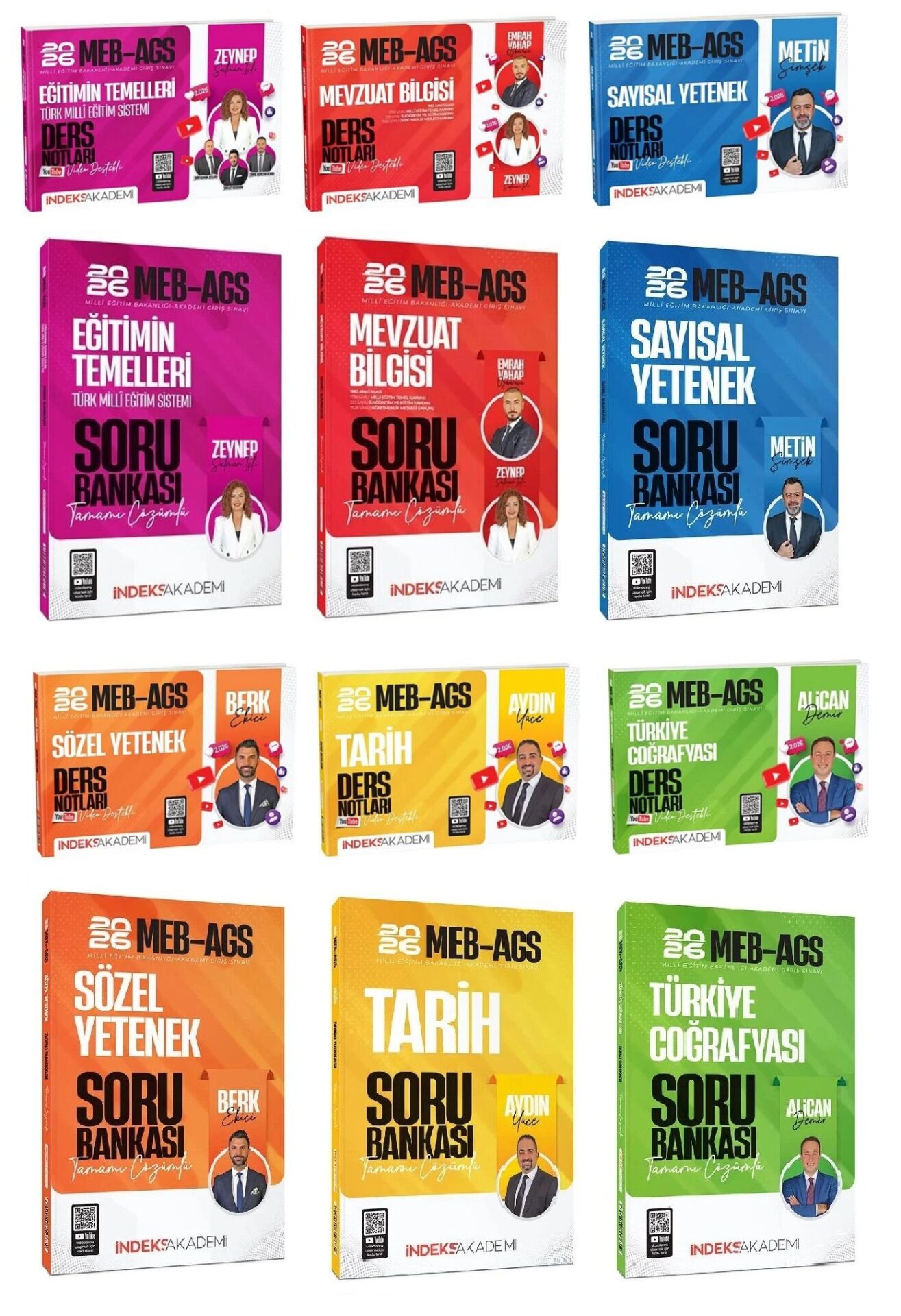 İndeks Akademi 2026 MEB-AGS Akademisi Tüm Dersler Ders Notları + Soru Bankası 12 li Set İndeks Akademi Yayıncılık
