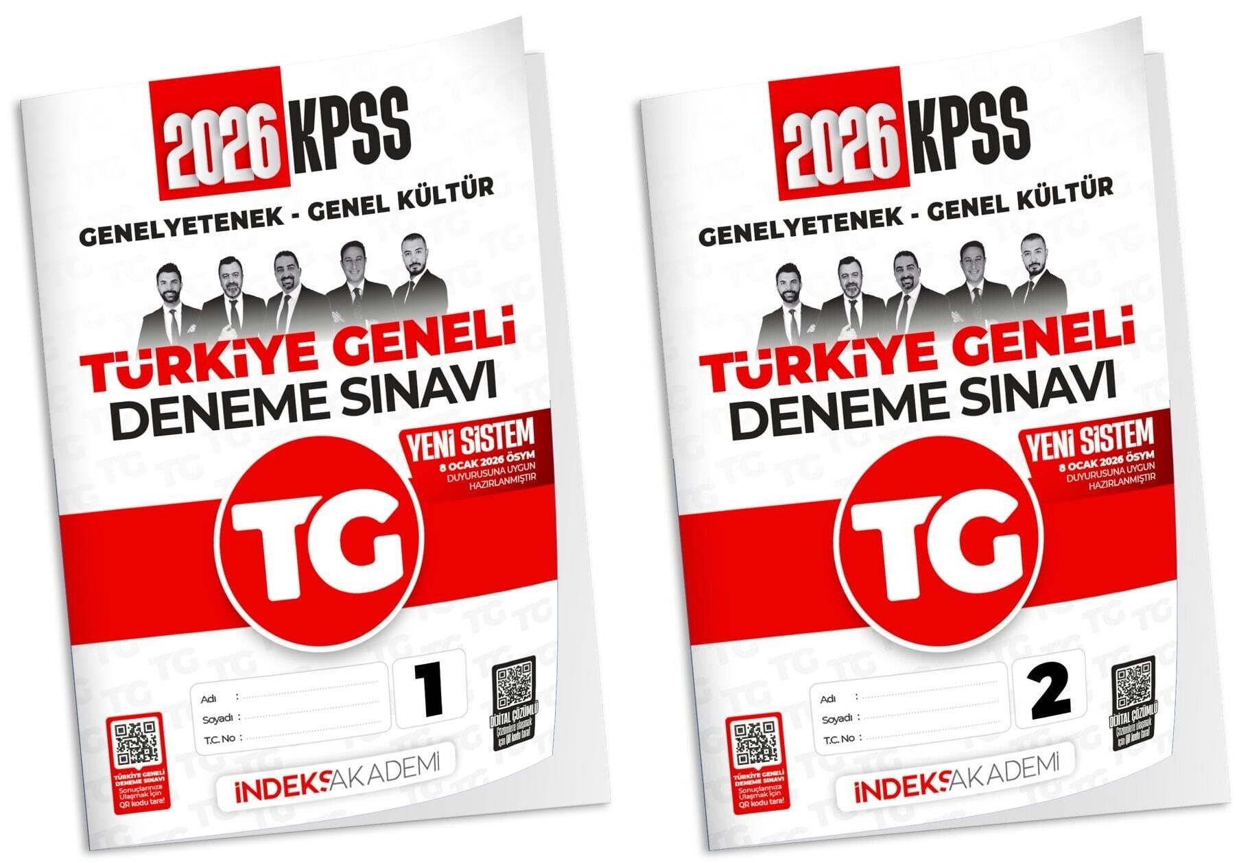 İndeks Akademi 2026 KPSS TG 1-2 Türkiye Geneli Deneme Genel Yetenek Genel Kültür Çözümlü 2 lİ Set İndeks Akademi Yayıncılık