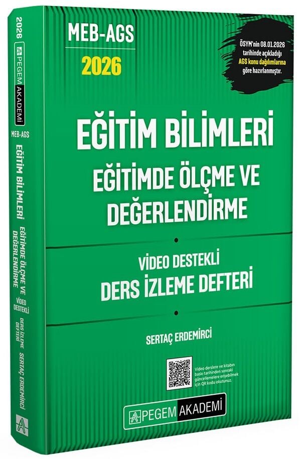 YENİ AGS - Pegem 2026 MEB-AGS Eğitim Bilimleri Ölçme ve Değerlendirme Ders İzleme Defteri Pegem Akademi Yayınları
