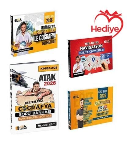 HEDİYELİ - Eğit Akademi 2026 KPSS MEB-AGS Haritalar ve Hafıza Teknikleri Coğrafya + Ders Notu + Soru Bankası 3 lü Set - Mehmet Eğit Eğit Akademi