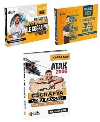 Eğit Akademi 2026 KPSS MEB-AGS Haritalar ve Hafıza Teknikleri Coğrafya + Ders Notu + Soru Bankası 3 lü Set - Mehmet Eğit Eğit Akademi