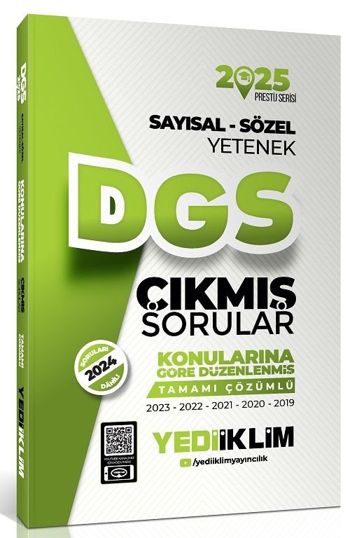 Yediiklim 2025 DGS Prestij Çıkmış Sorular Konularına Göre Çözümlü Yediiklim Yayınları