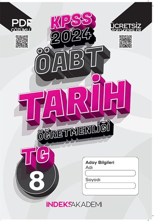İndeks Akademi 2024 ÖABT TG-8 Türkiye Geneli Deneme Tarih Çözümlü İndeks Akademi Yayıncılık