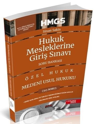Savaş 2025 HMGS Özel Hukuk Medeni Usul Hukuk Soru Bankası 4. Baskı - Sinan Sakin Savaş Yayınları