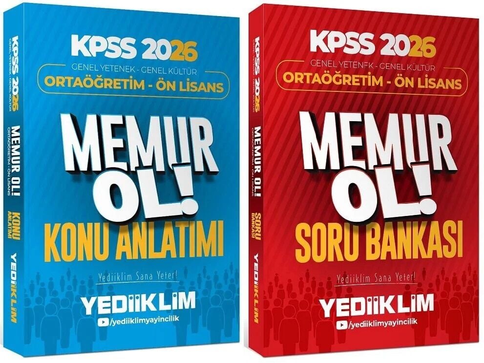 Yediiklim 2026 KPSS Lise Ortaöğretim Ön Lisans MEMUR OL Konu + Soru Bankası 2 li Set Yediiklim Yayınları