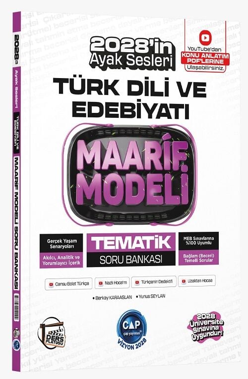 Çap Yayınları 2028 YKS AYT Türk Dili ve Edebiyatı Ders Platosu Maarif Modeli Tematik Soru Bankası Çap Yayınları