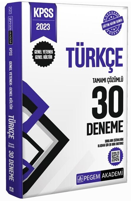 SÜPER FİYAT - Pegem 2023 KPSS Türkçe 30 Deneme Çözümlü Pegem Akademi Yayınları