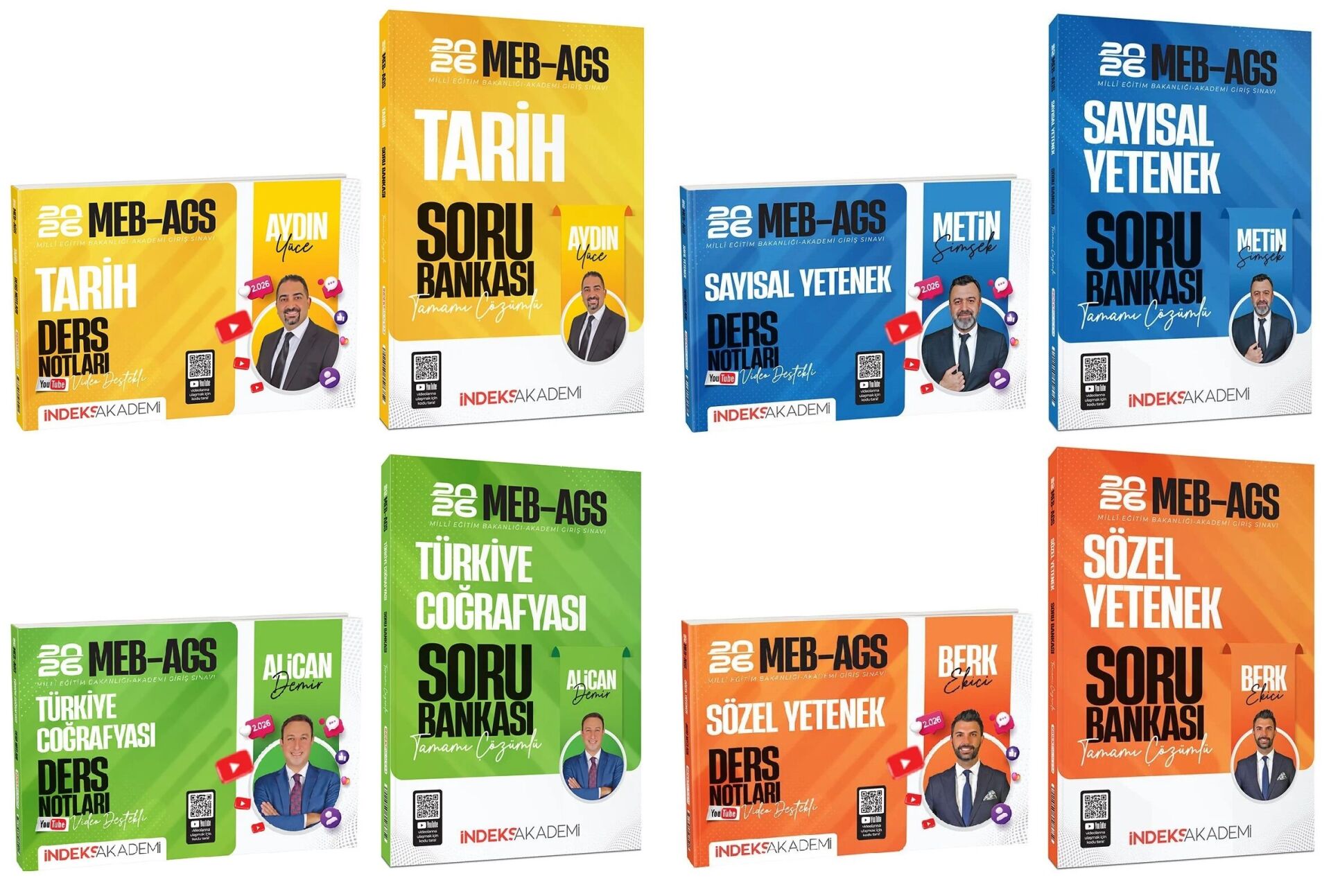 İndeks Akademi 2026 MEB-AGS Sözel + Sayısal Yetenek + Tarih + Türkiye Coğrafyası Ders Notları + Soru Bankası 8 li Set İndeks Akademi Yayıncılık