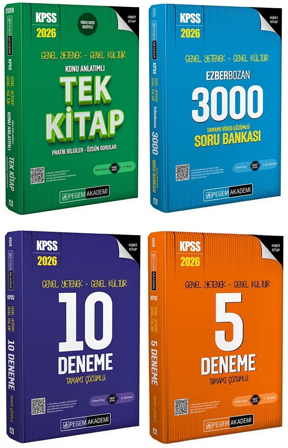 Pegem 2026 KPSS Genel Yetenek Genel Kültür Konu + Soru Bankası + 10+5 Deneme 4 lü Set Pegem Akademi Yayınları