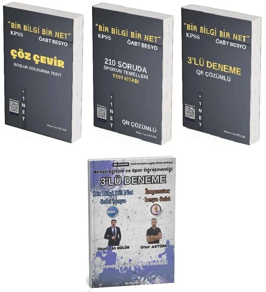 Bir Bilgi Bir Net ÖABT Beden Eğitimi Boşluk Doldurma + Test + 3+3 Deneme 4 lü Set - Okan Can Hülür + Onur Aktürk Bir Bilgi Bir Net