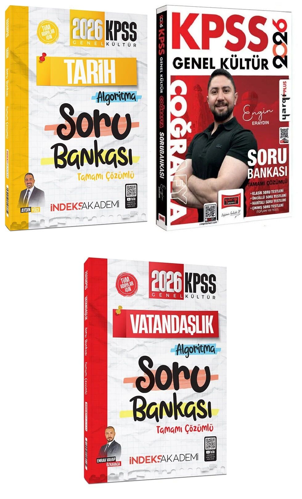 İndeks + Yargı 2026 KPSS Tarih + Coğrafya + Vatandaşlık Soru Bankası 3 lü Set İndeks Akademi + Yargı Yayıncılık
