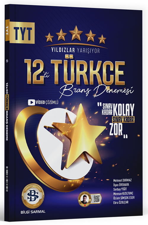 Bilgi Sarmal YKS TYT Türkçe Yıldızlar Yarışıyor 12 Branş Denemeleri Video Çözümlü Bilgi Sarmal Yayınları