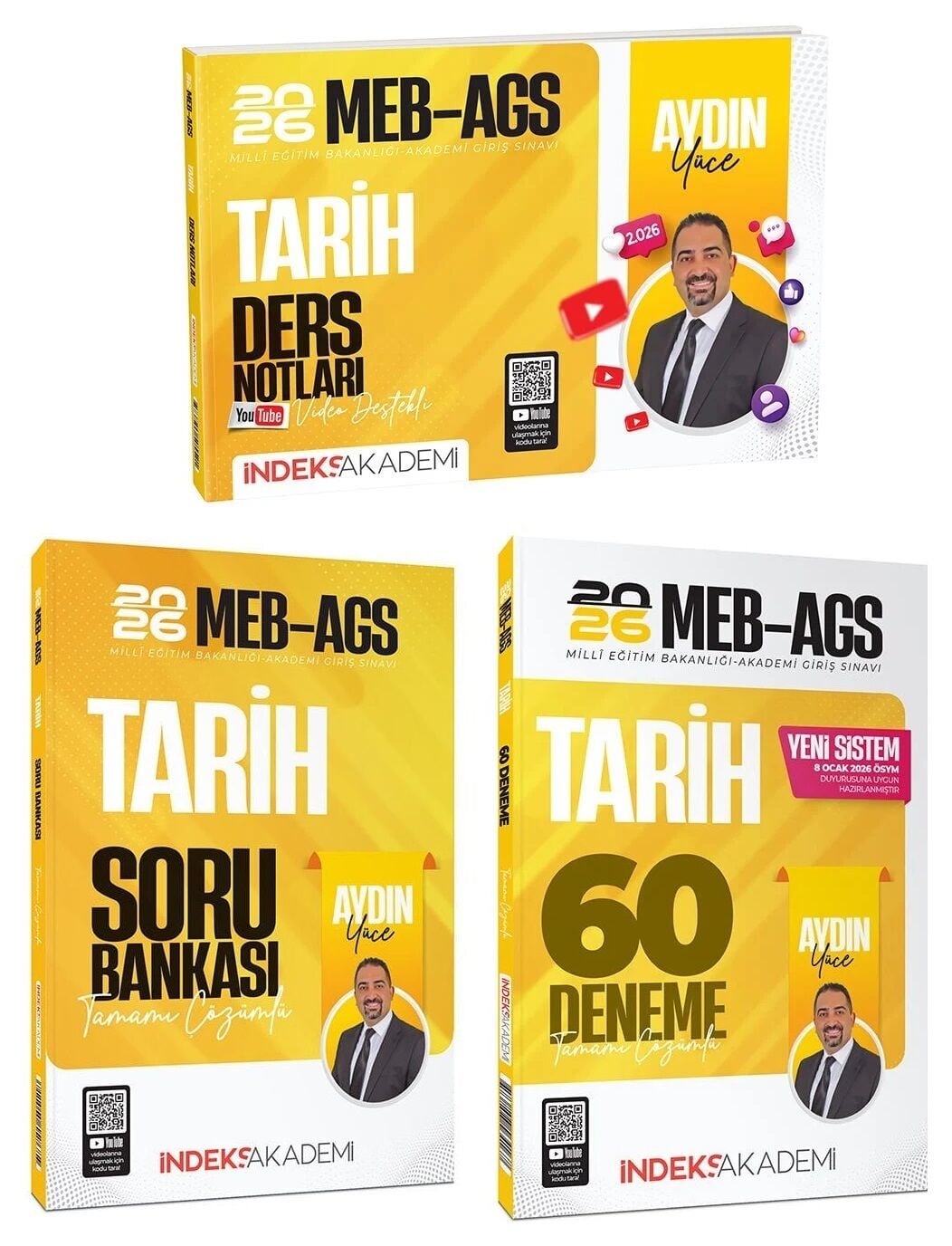 YENİ AGS - İndeks Akademi 2026 MEB-AGS Tarih Video Ders Notları + Soru Bankası + 60 Deneme 3 lü Set - Aydın Yüce İndeks Akademi Yayıncılık