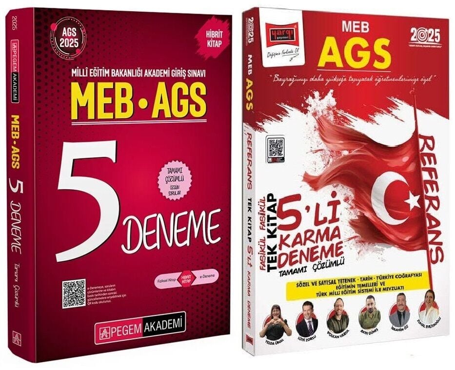 Pegem + Yargı 2025 MEB-AGS Tüm Dersler 5+5 Deneme 2 li Set Pegem Akademi + Yargı Yayınları