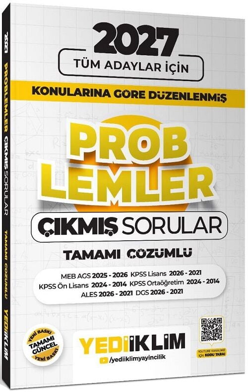 Yediiklim 2027 KPSS ALES DGS Problemler Çıkmış Sorular Konularına Göre Çözümlü Yediiklim Yayınları