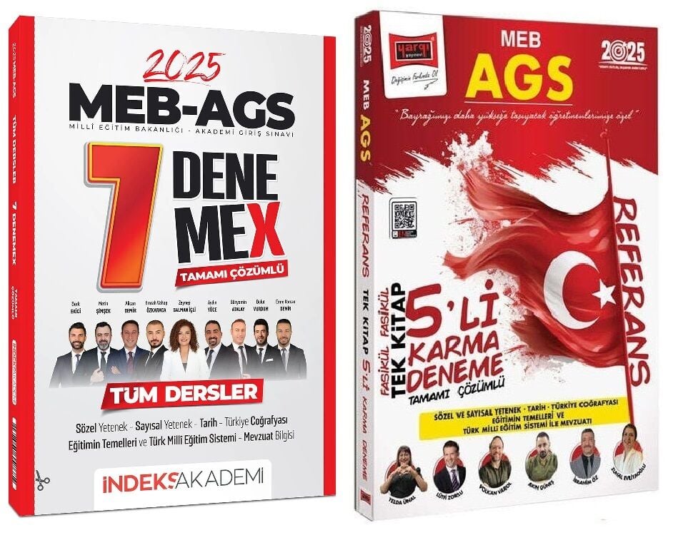 İndeks + Yargı 2025 MEB-AGS Tüm Dersler 7+5 Deneme 2 li Set İndeks Akademi + Yargı Yayıncılık