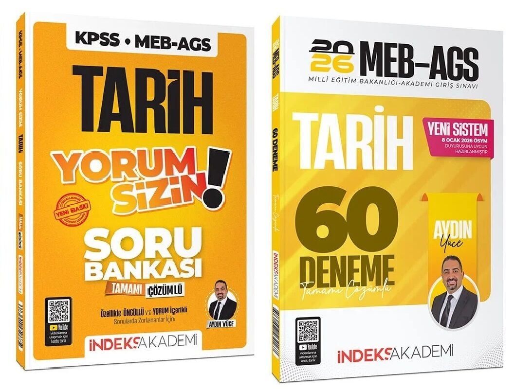 İndeks Akademi 2026 MEB-AGS Tarih Yorum Sizin Soru Bankası + 60 Deneme 2 li Set - Aydın Yüce İndeks Akademi Yayıncılık