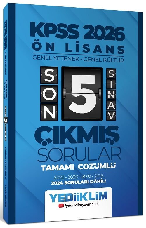 Yediiklim 2026 KPSS Ön Lisans Çıkmış Sorular Son 5 Sınav Çözümlü Yediiklim Yayınları