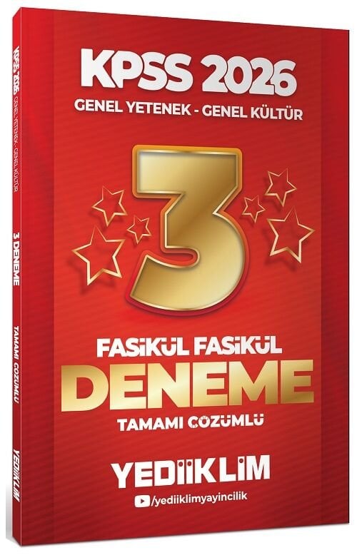 Yediiklim 2026 KPSS Genel Yetenek Genel Kültür 3 Yıldız Deneme Çözümlü Yediiklim Yayınları