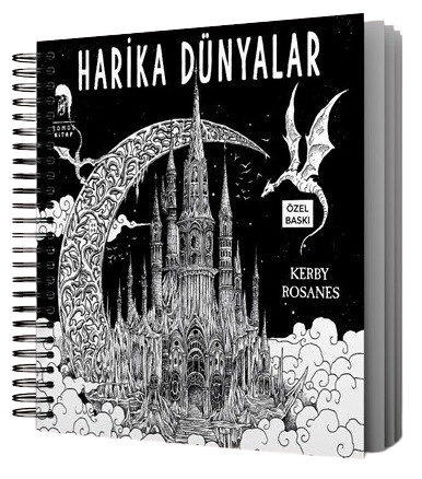 Harika Dünyalar Yetişkinler İçin Boyama Kitabı Spiralli Romos Yayınevi