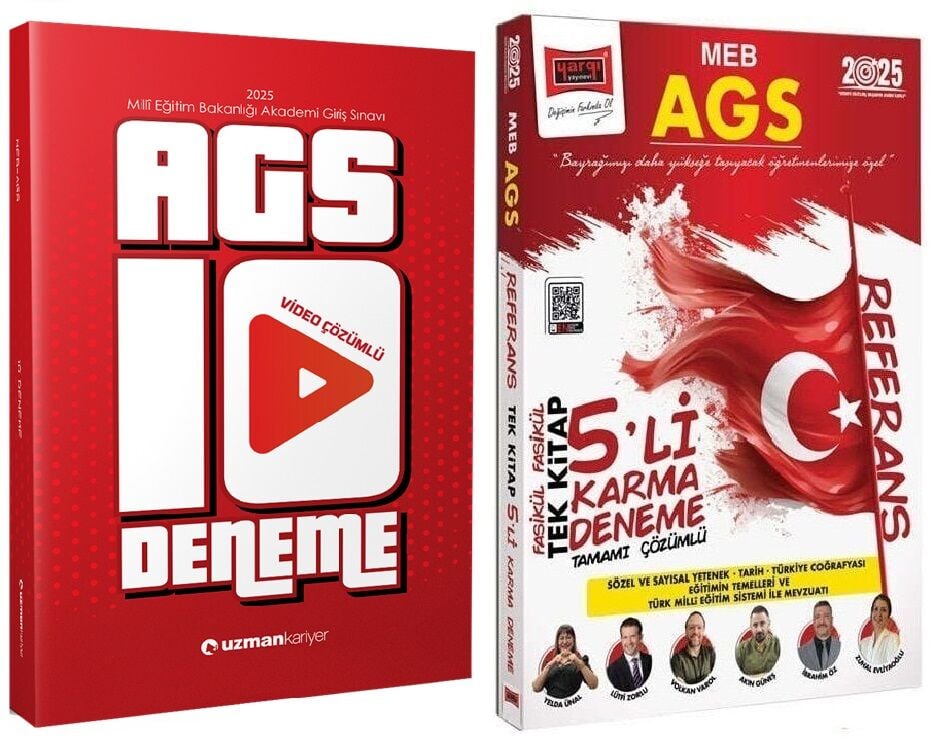 Uzman Kariyer + Yargı 2025 MEB-AGS Tüm Dersler 10+5 Deneme 2 li Set Uzman Kariyer + Yargı Yayınları
