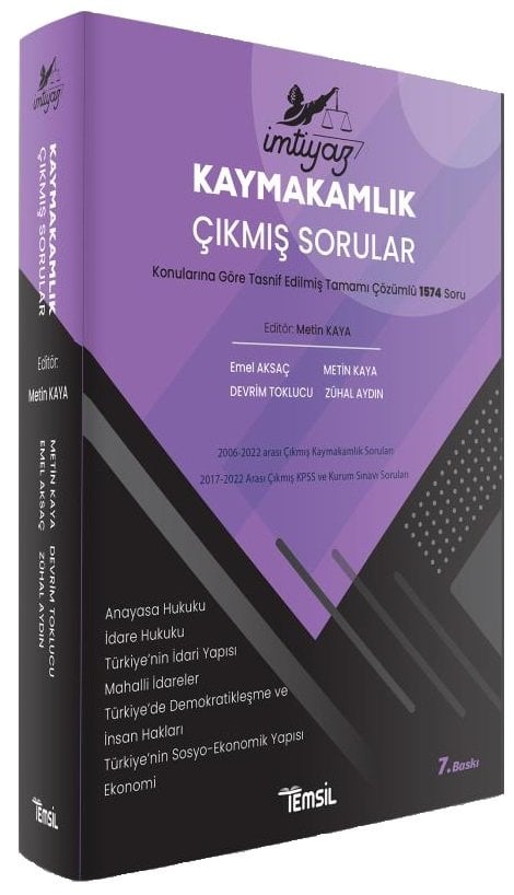 Temsil İMTİYAZ Kaymakamlık Çıkmış Sorular 7. Baskı - Metin Kaya Temsil Yayınları