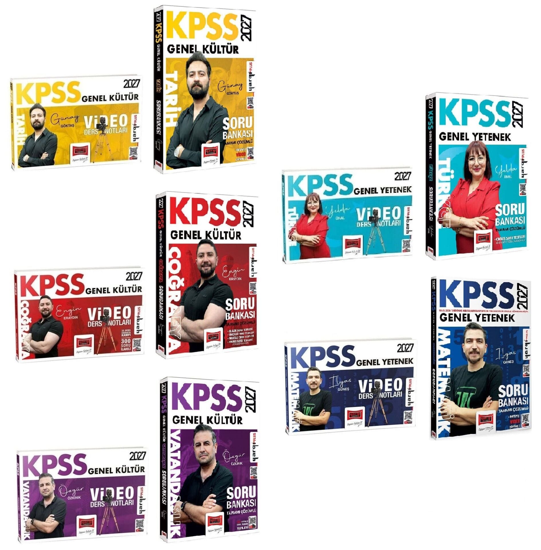 Yargı 2027 KPSS Genel Yetenek Genel Kültür Video Ders Notları + Soru Bankası 10 lu Set Yargı Yayınları