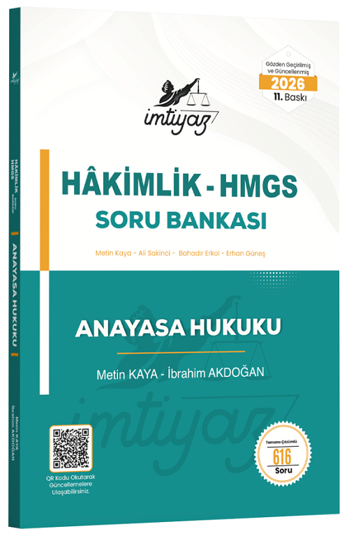 İmtiyaz 2026 HMGS Hakimlik Anayasa Hukuku Soru Bankası Çözümlü 11. Baskı - Metin Kaya, İbrahim Akdoğan İmtiyaz Yayıncılık