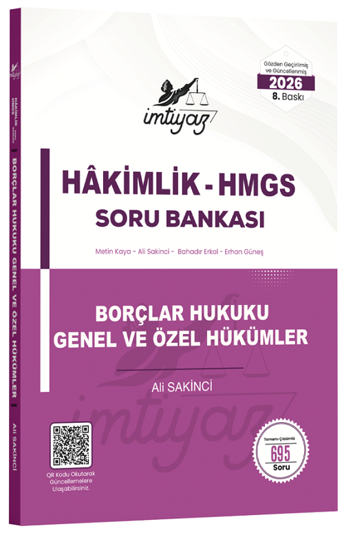 İmtiyaz 2026 HMGS Hakimlik Borçlar Hukuku Genel ve Özel Hükümler Soru Bankası Çözümlü 8. Baskı - Ali Sakinci İmtiyaz Yayıncılık