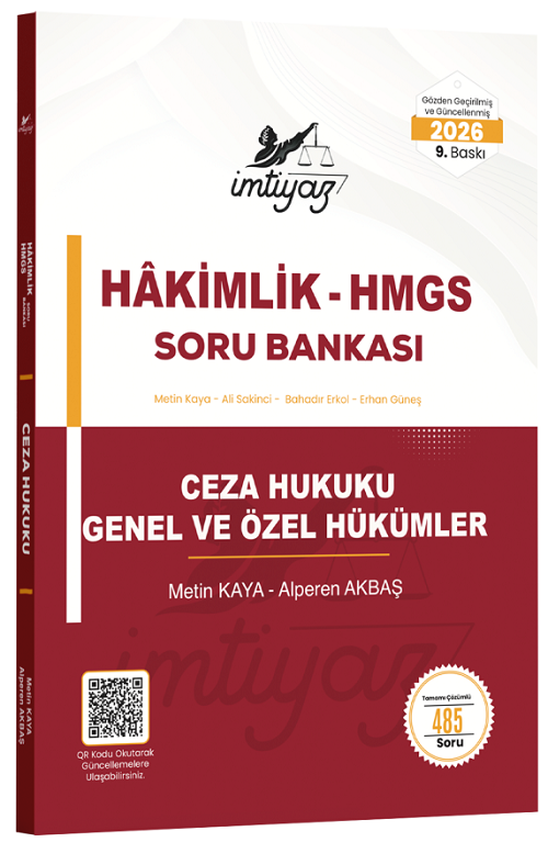 İmtiyaz 2026 HMGS Hakimlik Ceza Hukuku Genel ve Özel Hükümler Soru Bankası 9. Baskı - Metin Kaya İmtiyaz Yayıncılık