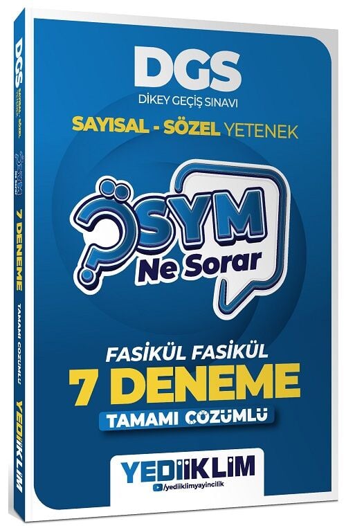 Yediiklim 2027 DGS ÖSYM Ne Sorar 7 Deneme Fasikül Çözümlü Yediiklim Yayınları