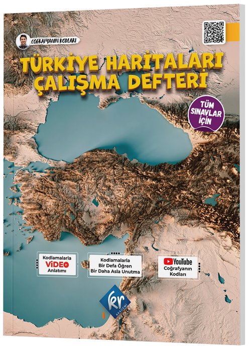 KR Akademi Tüm Sınavlar İçin Coğrafyanın Kodları Türkiye Haritaları Çalışma Defteri - Yunus Turan KR Akademi