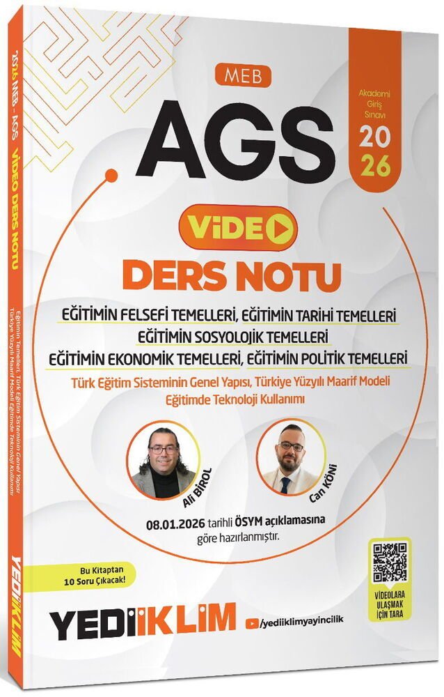 YENİ AGS - Yediiklim 2026 MEB-AGS Eğitim Bilimleri Eğitimin Felsefi Tarihi Sosyolojik Ekonomik Politik Temelleri Video Ders Notu - Ali Birol, Can Köni Yediiklim Yayınları