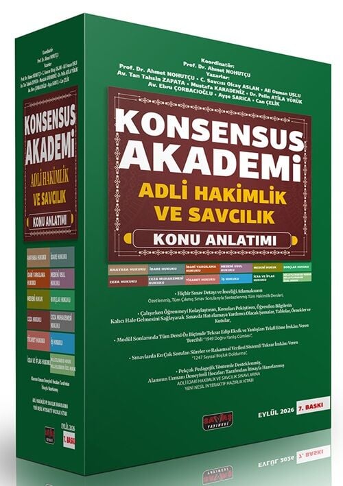 Savaş 2026 KONSENSUS Akademi Adli Hakimlik ve Savcılık Konu Anlatımı Set 7. Baskı - Ahmet Nohutçu Savaş Yayınları
