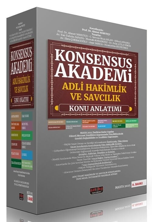 Savaş 2025 KONSENSUS Akademi Adli Hakimlik ve Savcılık Konu Anlatımı Modüler Set 6. Baskı - Ahmet Nohutçu Savaş Yayınları