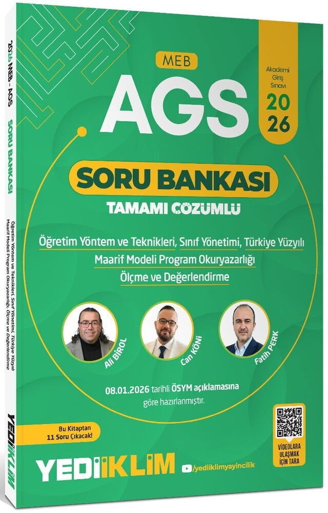 YENİ AGS - Yediiklim 2026 MEB-AGS Eğitim Bilimleri ÖYT, Sınıf, Maarif Modeli, Program Okuryazarlığı, Ölçme Soru Bankası Çözümlü - Ali Birol, Can Köni, Fatih Perk Yediiklim Yayınları
