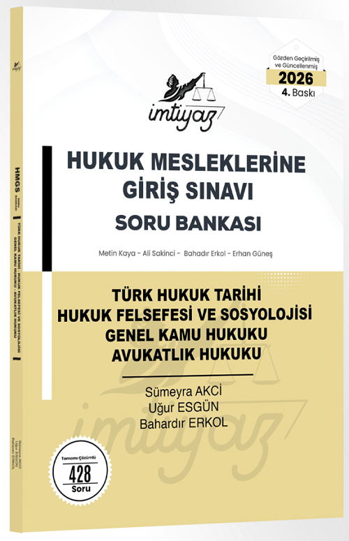 İmtiyaz 2026 HMGS Türk Hukuk Tarihi, Hukuk Felsefesi ve Sosyolojisi, Genel Kamu Hukuku, Avukatlık Hukuku Soru Bankası 4. Baskı - Sümeyra Akci Temsil Kitap Yayınları