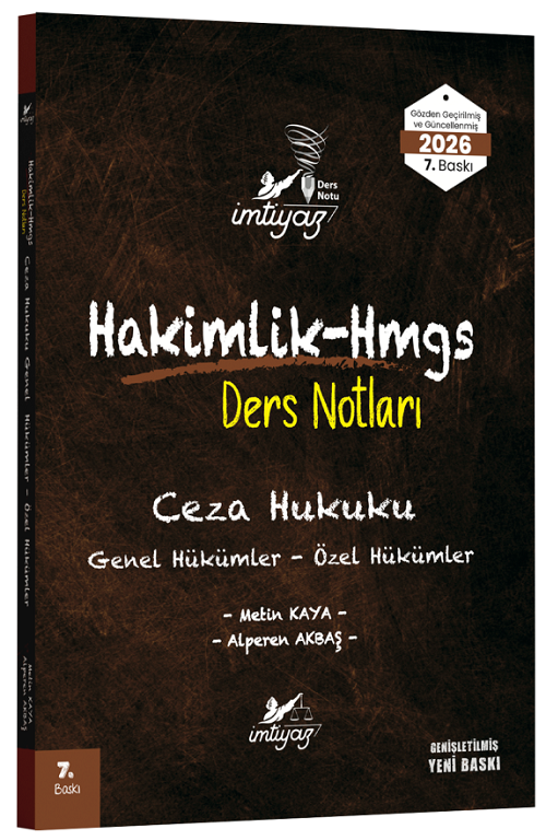 İmtiyaz 2026 HMGS Hakimlik Ceza Hukuku Genel-Özel Hükümler Ders Notları 7. Baskı - Metin Kaya İmtitaz Yayıncılık