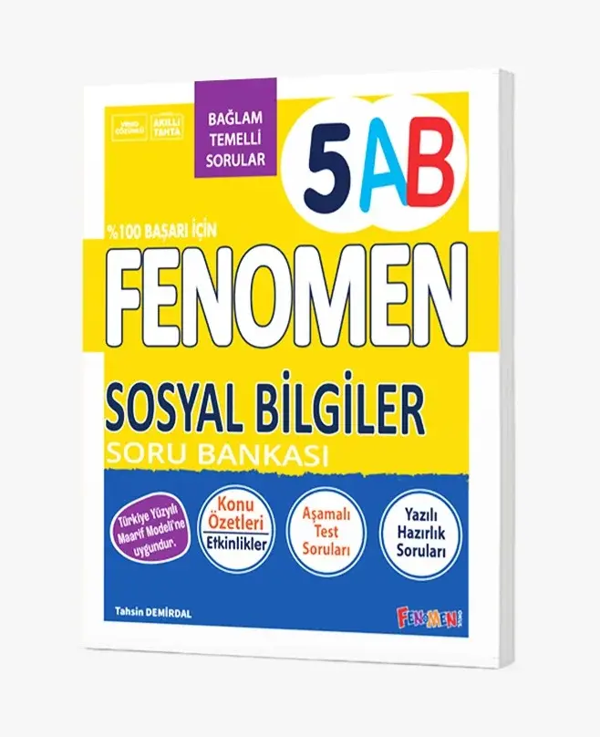 Fenomen Okul 5. Sınıf Sosyal Bilgiler Fenomen A-B Maarif Modeli Soru Bankası Fenomen Okul Yayınları