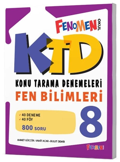 Fenomen Okul 8. Sınıf Fen Bilimleri KTD Konu Tarama Denemeleri 40 Deneme Fenomen Okul Yayınları