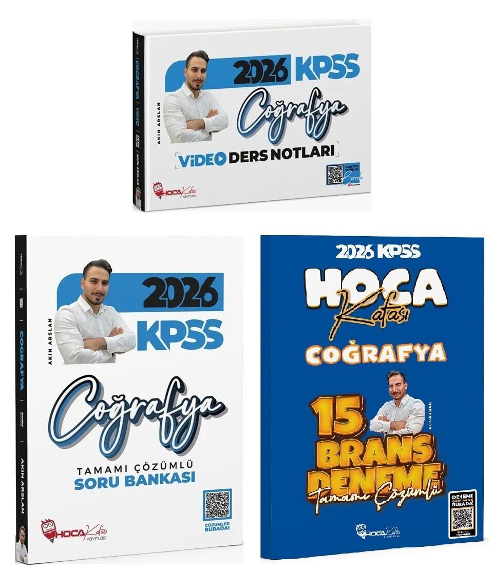 Hoca Kafası 2026 KPSS Coğrafya Video Ders Notları + Soru Bankası + 15 Deneme 3 lü Set - Akın Arslan Hoca Kafası Yayınları