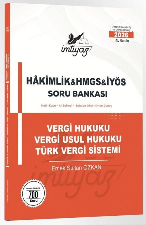 İmtiyaz 2026 HMGS Hakimlik İYÖS Vergi, Vergi Usul Hukuku, Türk Vergi Sistemi Soru Bankası 4. Baskı - Emek Sultan Özkan İmtiyaz Yayıncılık