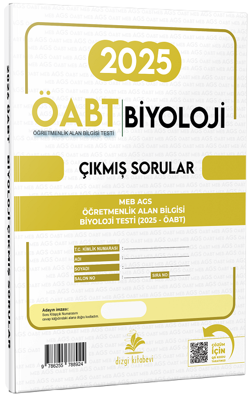 Dizgi Kitap 2025 ÖABT MEB-AGS Sınavı Biyoloji Öğretmenliği Çıkmış Sorular Çözümlü - Zeynep Sözen Göçmen Dizgi Kitap Yayınları