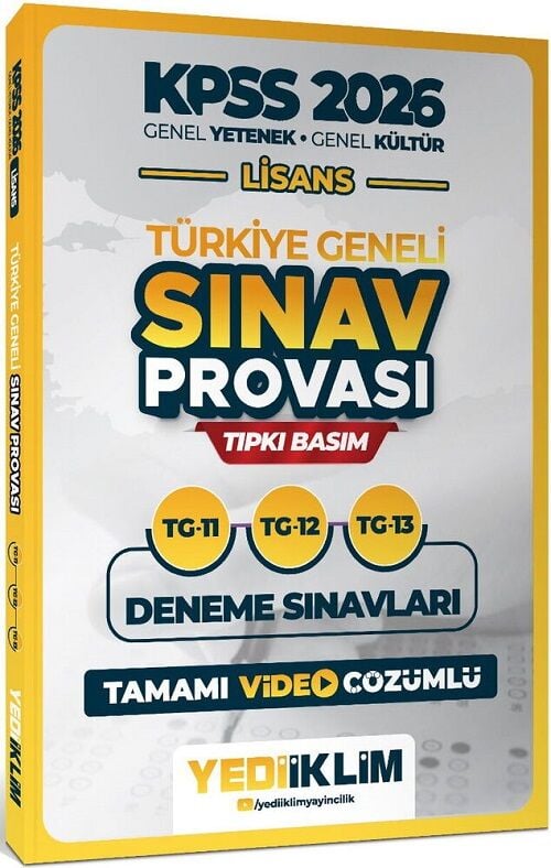 Yediiklim 2026 KPSS Genel Yetenek Genel Kültür Lisans Türkiye Geneli Sınav Provası 3 Deneme Çözümlü (11-12-13) Yediiklim Yayınları