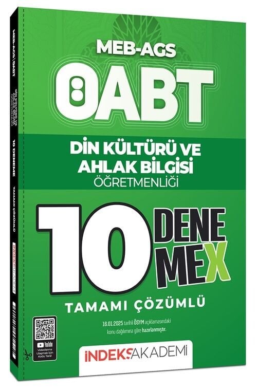 İndeks Akademi 2025 ÖABT MEB-AGS Din Kültürü ve Ahlak Bilgisi 10 DenemeX Çözümlü İndeks Akademi Yayıncılık