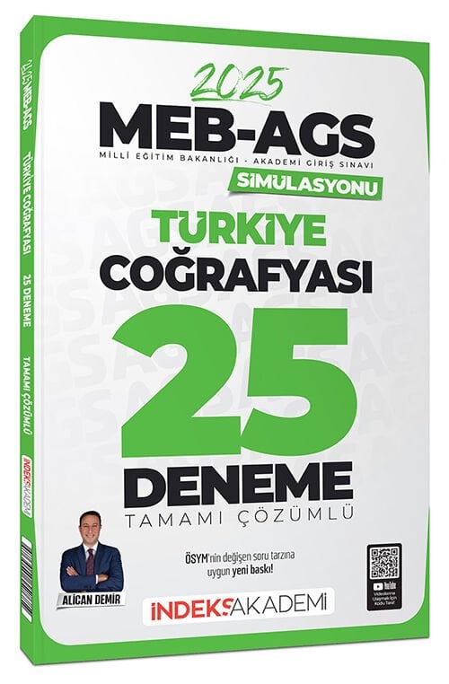SÜPER FİYAT - İndeks Akademi 2025 MEB-AGS Simülasyonu Türkiye Coğrafyası 25 Deneme Çözümlü - Alican Demir İndeks Akademi Yayıncılık