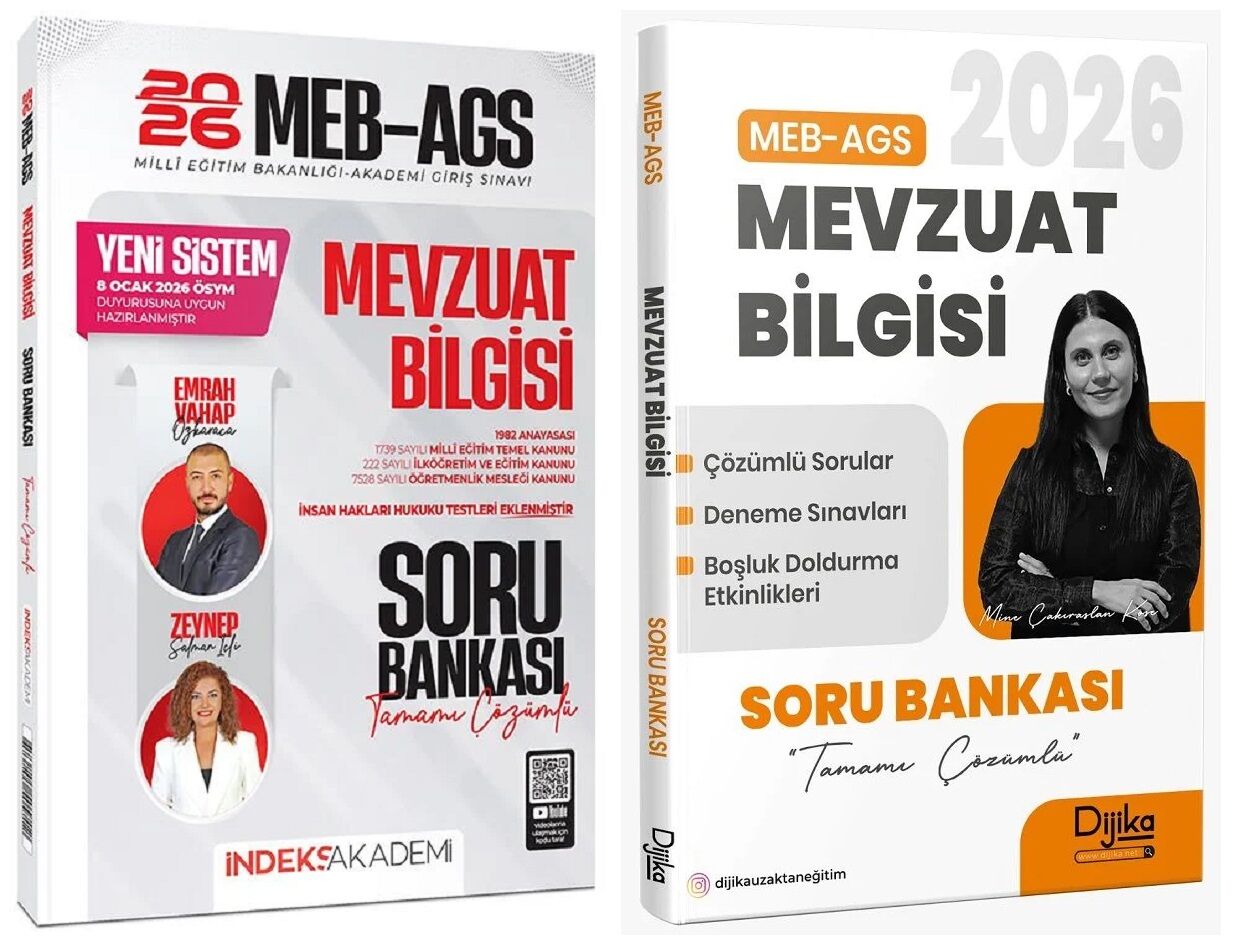 YENİ AGS - İndeks + Dijika 2026 MEB-AGS Mevzuat Bilgisi Soru Bankası 2 li Set - Emrah Vahap Özkaraca, Zeynep Salman İçli İndeks Akademi + Dijika Yayıncılık
