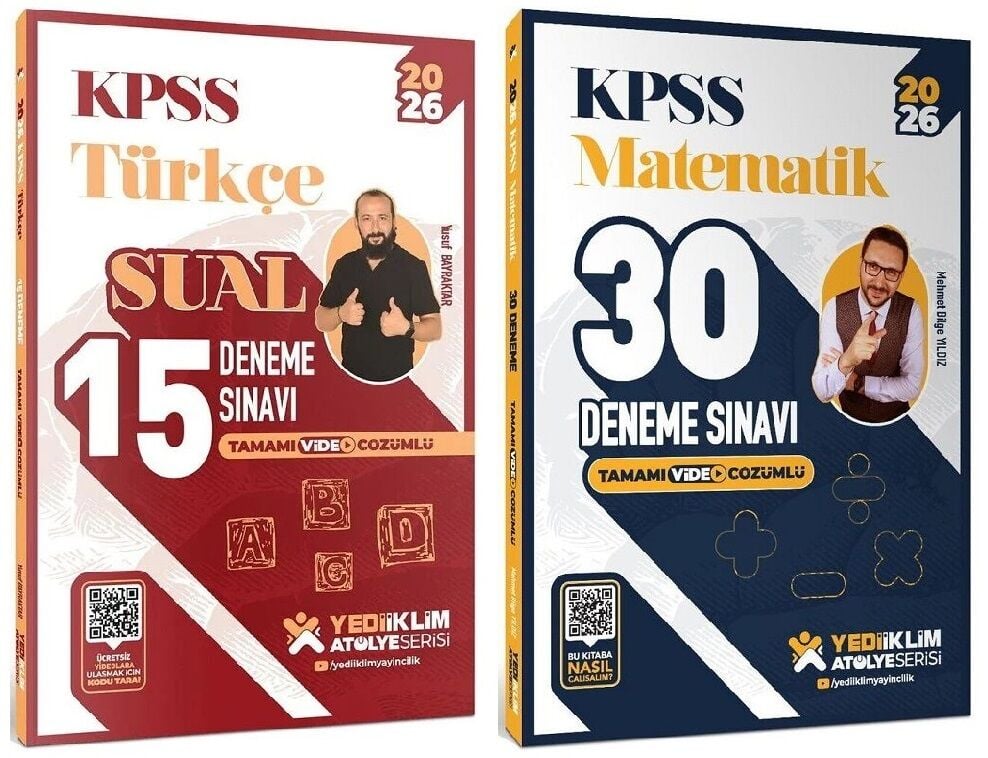 Yediiklim 2026 KPSS Türkçe + Matematik 45 Deneme Atölye Serisi 2 li Set Yediiklim Yayınları