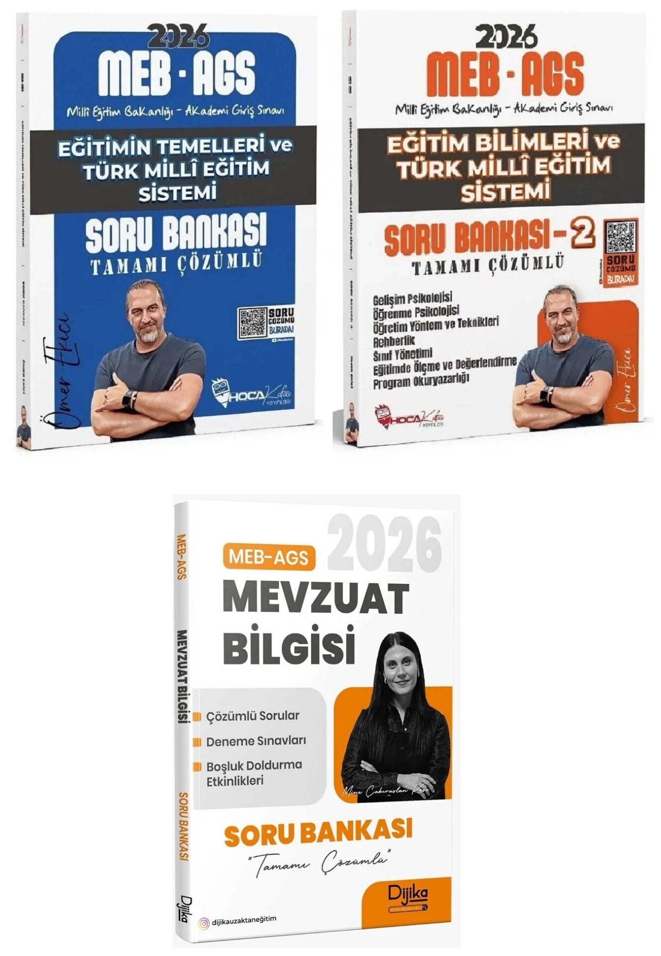 YENİ AGS - Hoca Kafası + Dijika 2026 MEB-AGS Eğitimin Temelleri + Eğitim Bilimleri + Mevzuat Bilgisi Soru Bankası 3 lü Set - Ömer Ekici Hoca Kafası + Dijika Yayınları