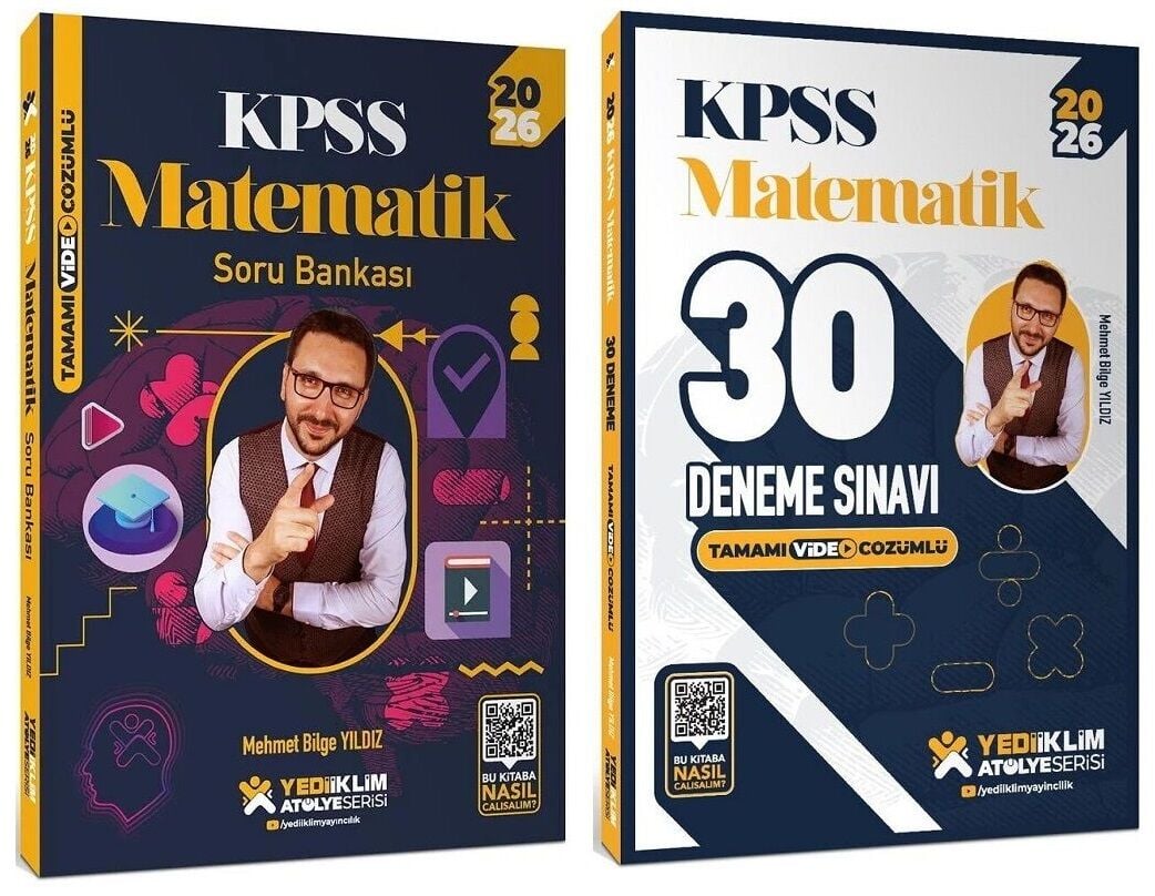 Yediiklim 2026 KPSS Matematik Soru Bankası + 30 Deneme Atölye Serisi 2 li Set - Mehmet Bilge Yıldız Yediiklim Yayınları